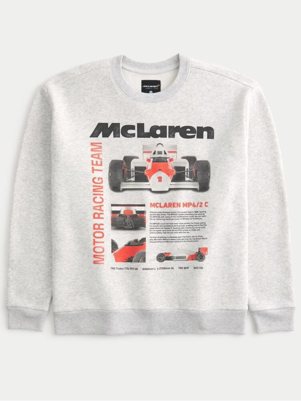 Hollister Light Gray McLaren Graphic Crewneck Sweatshirt